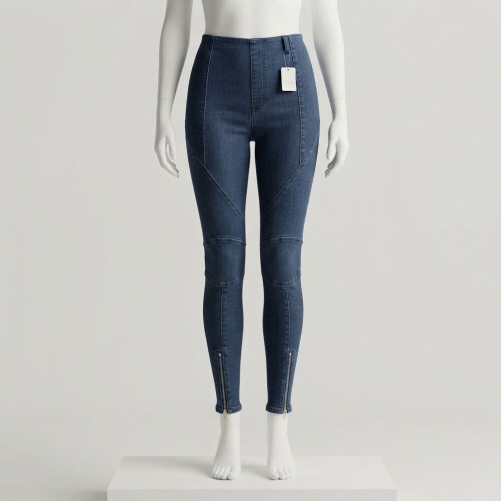 Free People We The Free Bella Moto Skinny Jeans Blue Denim 26 NWT